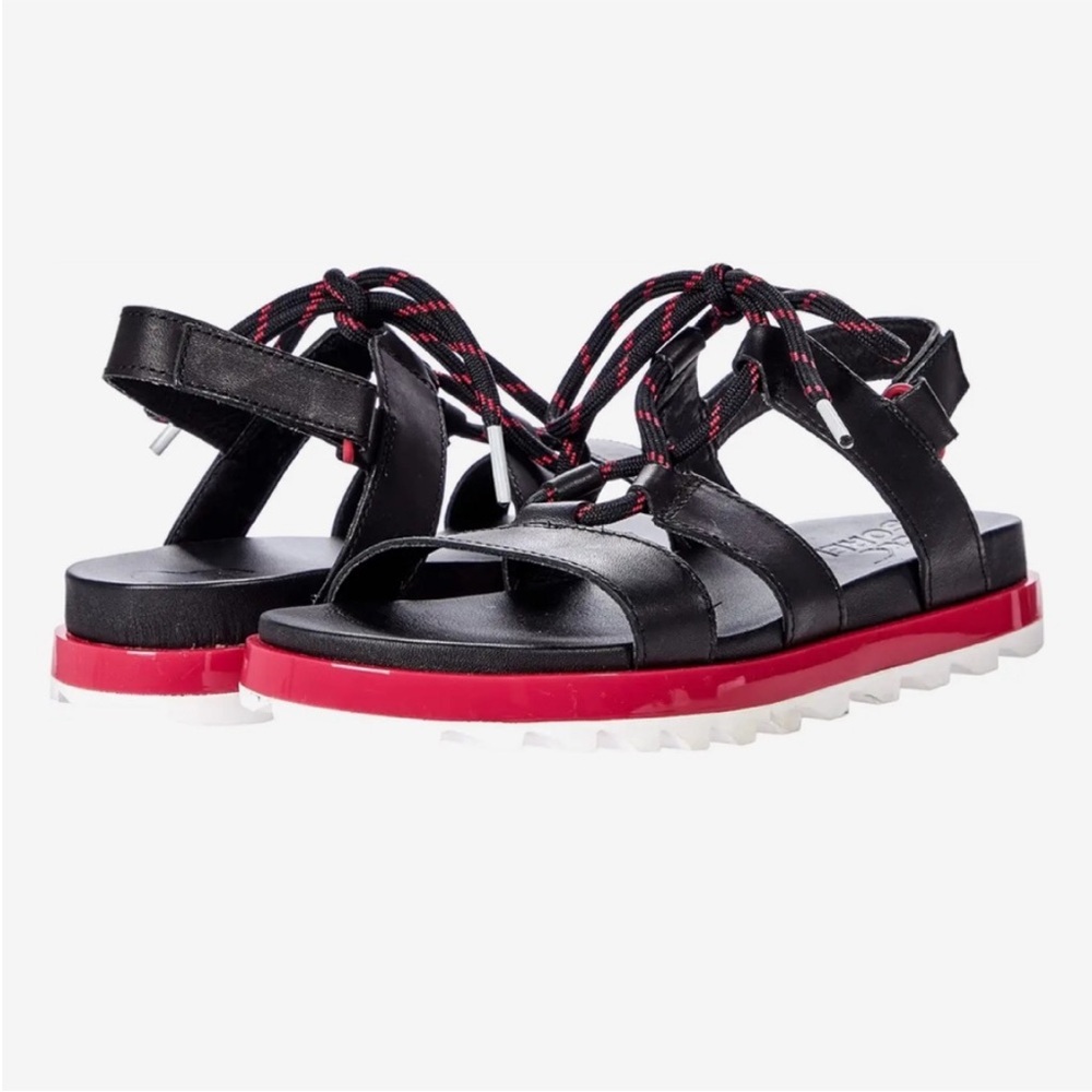 WORN ONCE Sorel “Roaming Lace” ladies sandals in Black/Punch Pink, size 6-1/2 - Picture 6 of 12